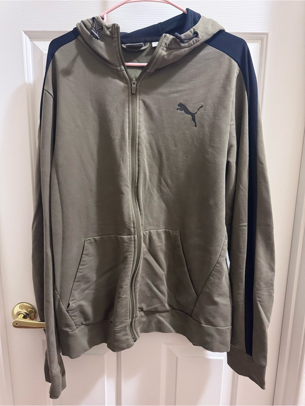 Puma Men's Olive Green Zip-Up Hoodie